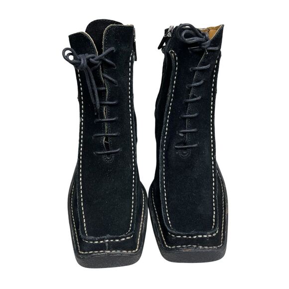 Gino Rossi Womens Wedge Ankle Boots Black Suede Moc Style Lace Up Size EUR 37 - Picture 5 of 10